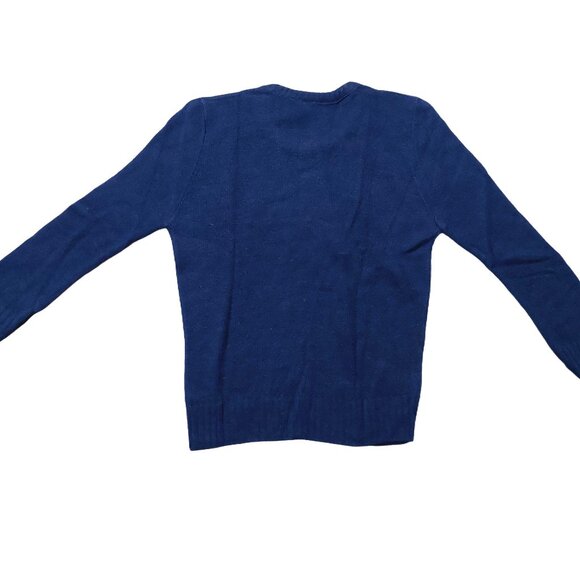 Vintage 1940s-1950s Navy Blue Long Sleeve Knit Crewneck Sweater Sz Medium - Picture 4 of 7